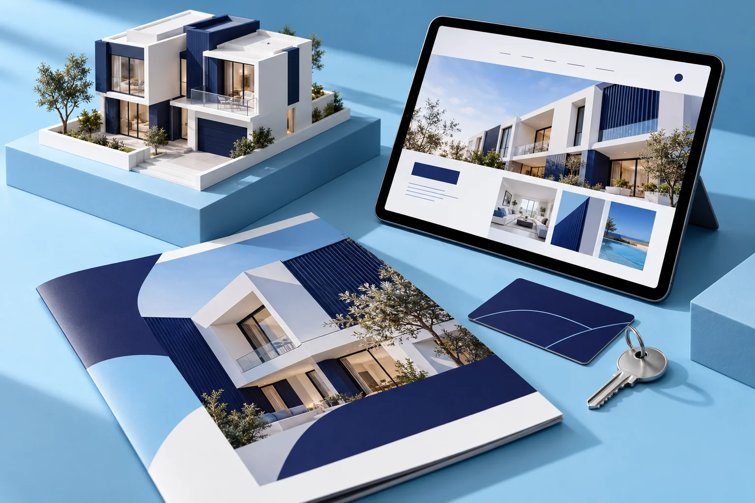 Website development creative concept in Mauzo blue